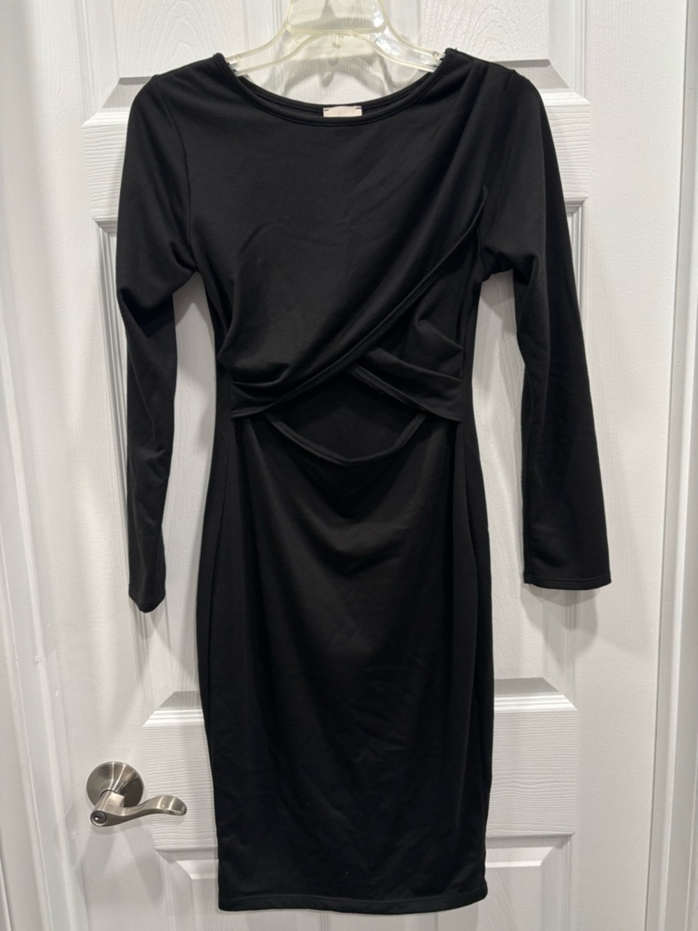 Black Bead Black Long-Sleeve Bodycon Dress
